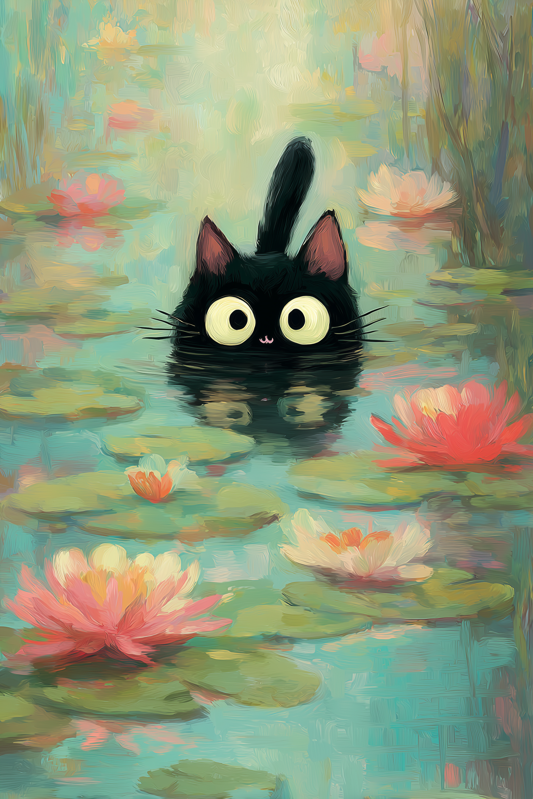 waterlily-cat-print
